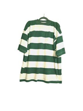 Vintage Trails Bold Dark Green White Striped Heavy Knit T Shirt Size XL NWOT